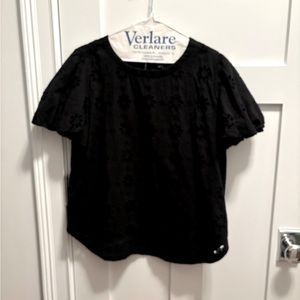 Ann Taylor black eyelet blouse.  Size S.